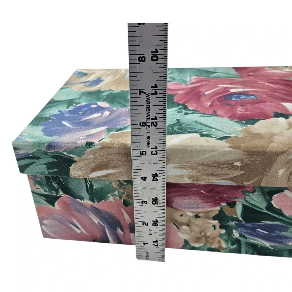 Floral Fabric Jewelry‎ Box with Tray Organizer - Vintage Style Storage Case